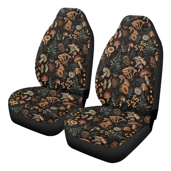 Uorisanigo Car Seat Covers Front Seats only, 2 Pack Blanket Cloth Mushroom Print Seat Covers Universal Fit for Most Vehicles, Summer Cool & Winter Warm, Car Accessories