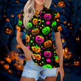thumbnail image 2 of IYYVV Halloween Polo Shirts for Women Hawaiian Golf Shirts Short Sleeve Funny Ghost Pumpkin Printed Athletic Sport Golf Top Dark Green 3XL, 2 of 5