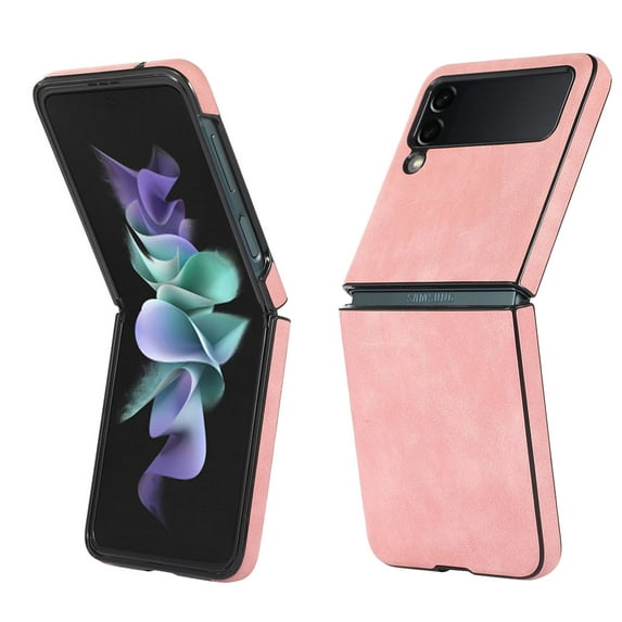 TECH CIRCLE for Samsung Galaxy Z Flip 4 6.7" 2022 Folding Case, Lightweight Premium PU Leather Heavy Duty Full Body Protective Case for Samsung Z Flip 4 Ladies & Women & Men, Pink