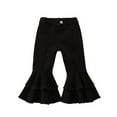 thumbnail image 2 of EnJoCho Clearance Fashion Girls Flared Pants Black Toddler Denim Bell Bottom Pants Baby Girls Trousers Two Ruffles Flare Ripped Jeans for Kids 1-6Y Comfortable Fashionable Child Pants Shorts PJS, 2 of 8