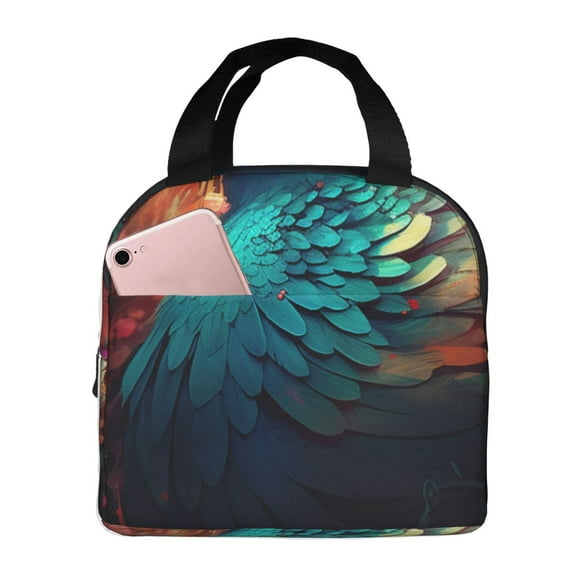 Balery Colorful Flower Bird Bolsa de Almuerzo Aislada – Caja de Almuerzo con Papel de Aluminio Grueso, Mantiene la Comida Fresca por 4 Horas
