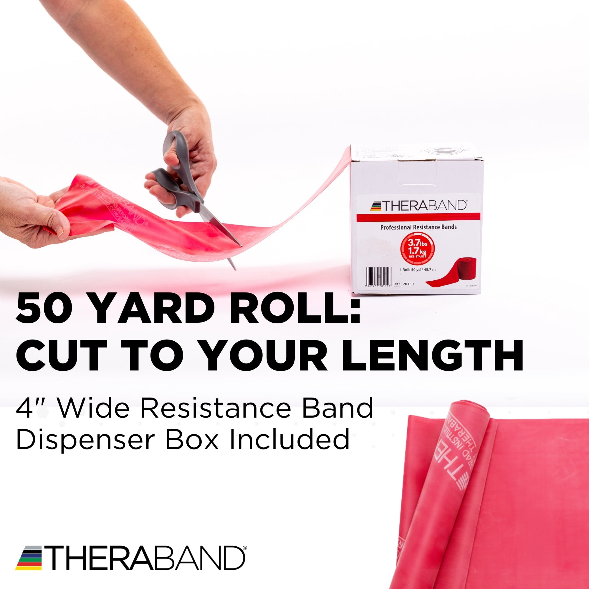 THERABAND Resistance Band, Red, Medium, 50-Yard Roll, Latex-Free, Elastic Band for Exercise, Physical Therapy, Yoga, Pilates, Stretching, Home Workouts, Cut-to-Length, Color-Coded Levels