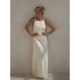 thumbnail image 2 of Vestido largo sexi liso con espalda descubierta y cordones para mujer, vestido elegante con cuello redondo sin mangas, batas holgadas, ropa informal para vacaciones en la playa, 2 of 5