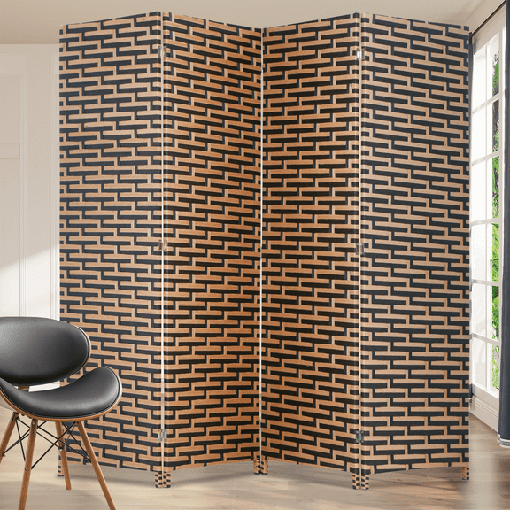 Dkelincs 4 Panel Room Dividers and Folding Privacy Screen Wooden Partition Wall Divider Portable Freestanding Privacy Wall, Stack