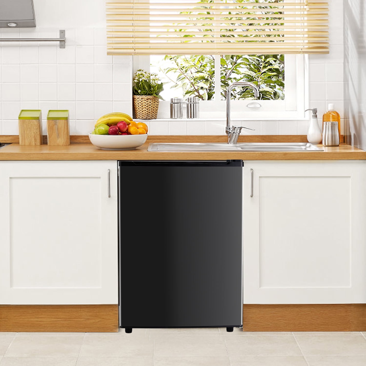 Mini Fridge with Freezer 3.2 Cu.Ft Compact Dorm Refrigerator for Kitchen, Office, Bedroom, Removable Glass Shelves Adjustable Thermostat Low Noise, 17.5" D x 17.7" W x 31.5" H, Black