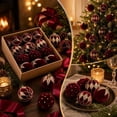 thumbnail image 3 of Flocked Christmas Ball Ornaments Set of 12, Textured Xmas Tree Baubles, Hanging Holiday Decorations for Tree Wreath Home Party Decor - Wine, 3 of 7