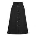 thumbnail image 1 of Autumn Skirt, Button Front Corduroy Long Skirt Mid Length Polyester Fabric Machine Washable  For Holiday Black,Brown, 1 of 8