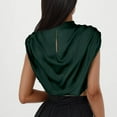 thumbnail image 3 of Timegard Tops for Women Trendy Satin Ruched Short Sleeve Back Button Cropped Top Slim Comfy Casual, 3 of 6