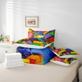 thumbnail image 5 of 3D Brick 7 Pcs Comforter Set King, Colorful Construction Bedding , Rainbow Building Blocks Sheet Set Bed in A Bag Funny Geometric Rectangle Duvet Insert, 5 of 5