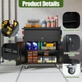 thumbnail image 4 of General 35" H Metal Garage Storage Cabinet on Wheels,1Drawer Tool Storage Cabinet with Pegboard and 4 Hooks for Garage, Home, Office,Assembly Required,Black, 4 of 15
