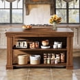 thumbnail image 4 of Bar Table w/Storage Shelves, 55.1" Counter Height Dining Table, Wood Pub Table for Kitchen/Living Room, Modern Home Bar Unit, 4 of 9