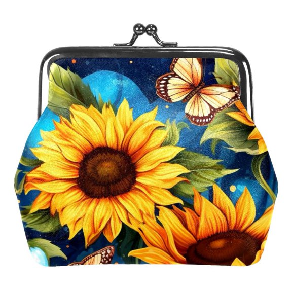 Small Buckle Coin Purse Starry Night Sunflower Butterfly Pouch Kiss-lock Clasp Change Purse Wallets