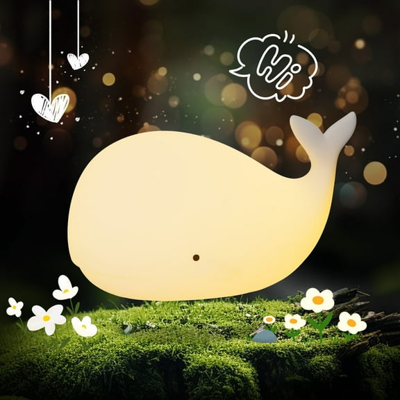 Whales Night Light for Kids, Rechargeable Dimmable Silicone Animal Light, Cute Bedside Touch Lamp, Nursery/Baby Room Decor, Gifts for Christmas, Birthdays