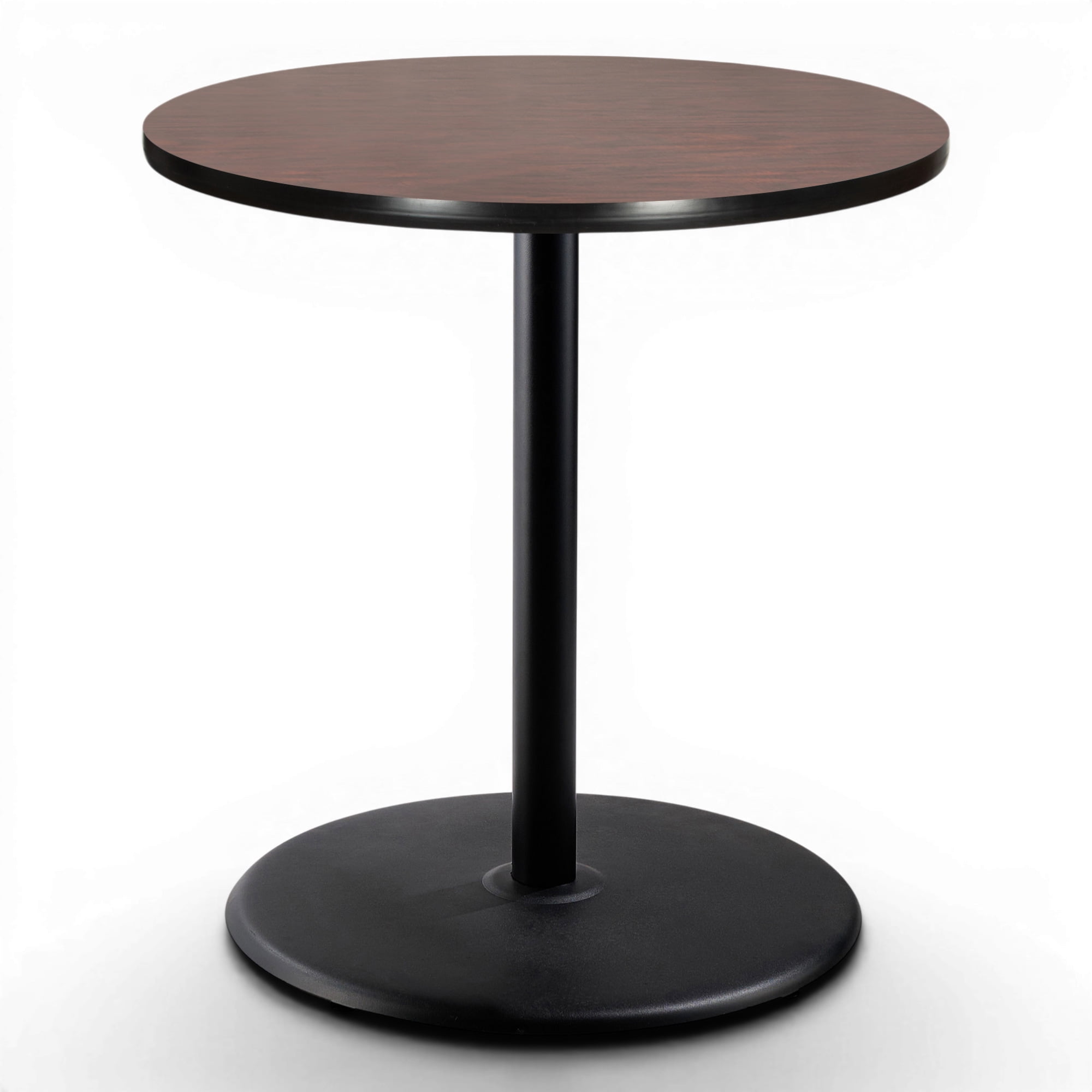 Hampden Furnishings Bennet Collection Steel Frame 36" Round Top, Round Base, 42" Height, Cafe Table, Black Frame/Mahogany Top