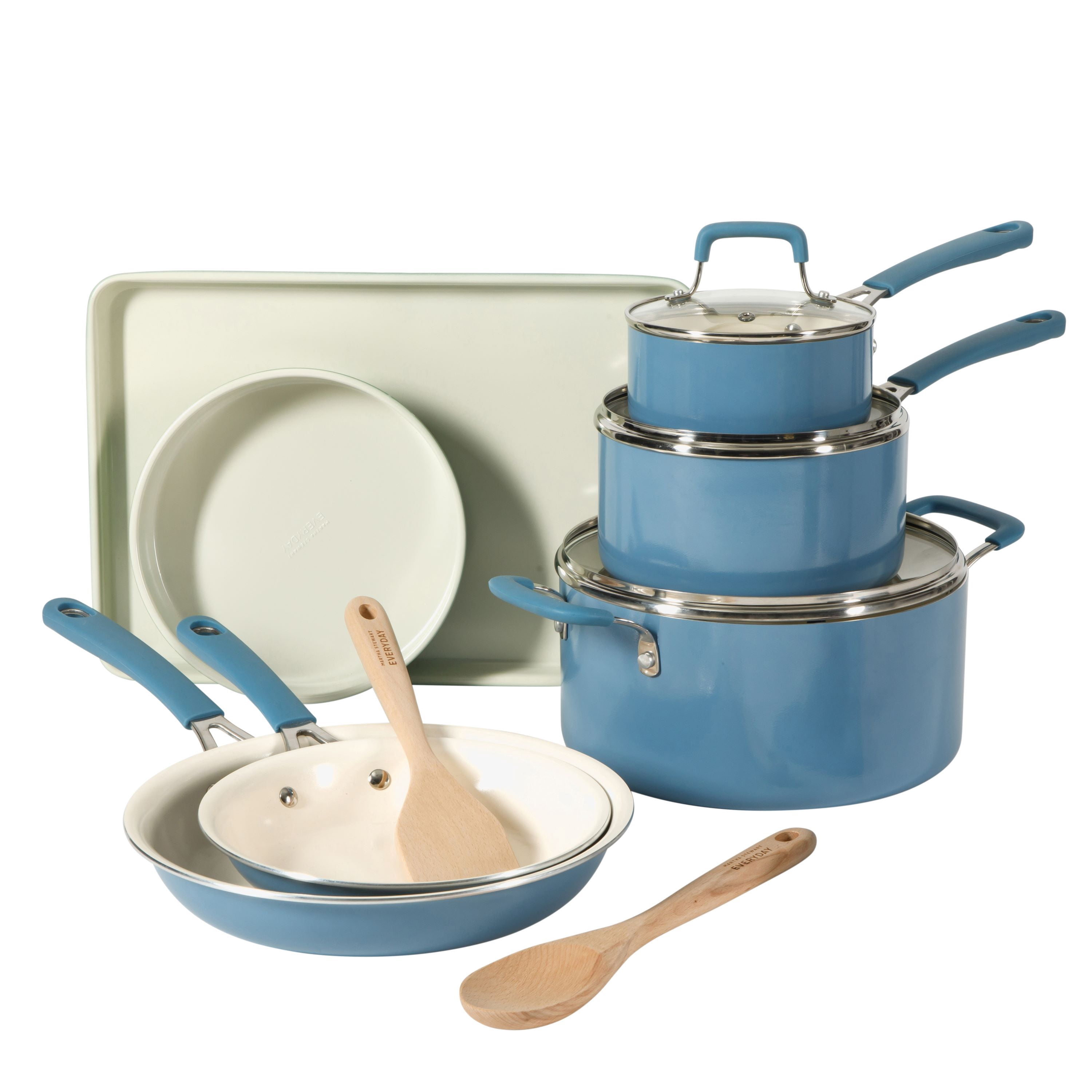 Martha Stewart Everyday 12 Piece Blue Cookware Set
