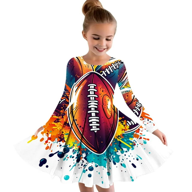 LOVZFMLL Robe d'Été à Manches Courtes pour Filles, Col Rond Imprimé