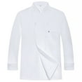 thumbnail image 1 of Naiovety Delantal de cocina de poliéster uniforme de Chef con doble botonadura y bolsillos delanteros absorbentes de humedad de estilo Simple Blanco 3XL, 1 of 6