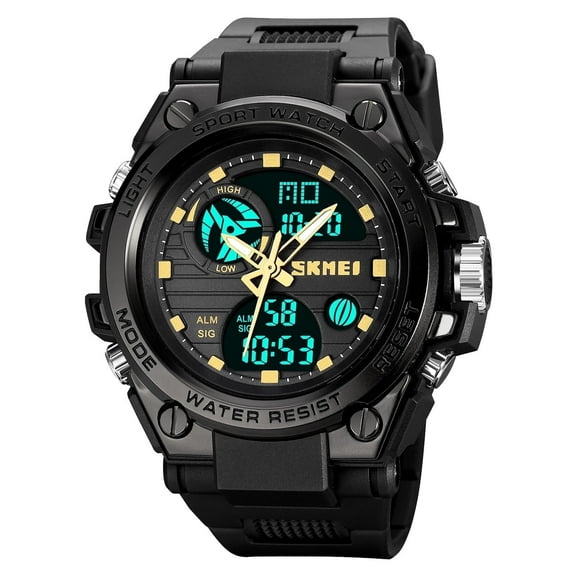 Explojoy Men's Tactical Digital Sport Watch – Waterproof Analog-Digital Wristwatch with LED Backlight, Alarm, Stopwatch, Large Face Design