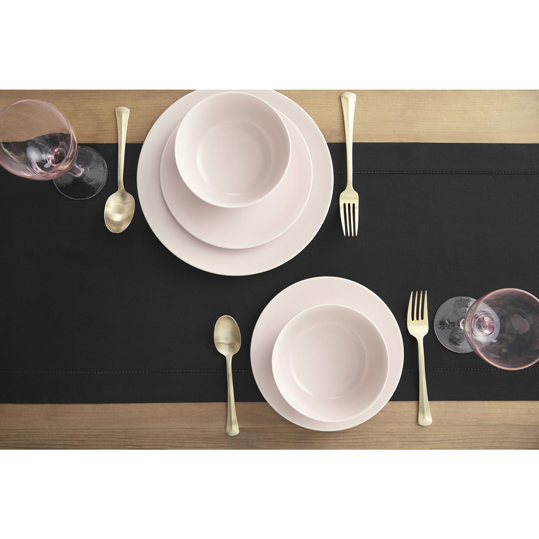 Solino Home Cotton Linen Black Table Runner 144 Inches Long - Hemstitch 14 x 144 Inch Table Runner for Spring, Easter, Mothers Day
