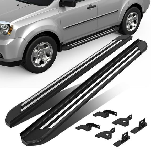 MOSTPLUS Pair 4" Running Boards Bars Side Steps for 2009-2015 Honda Pilot 4-Door