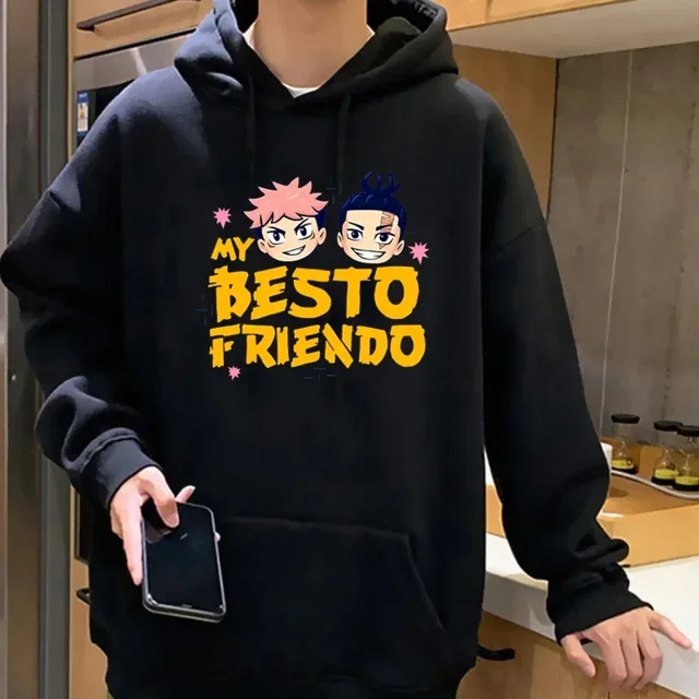 Sudaderas con capucha de Anime japonés Besto, ropa de Friendo, ropa de calle Kawaii de dibujos animados, Unisex, 90s