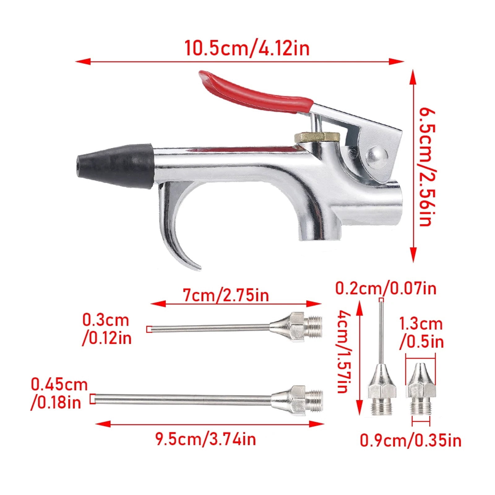 5Pcs/set Air Compressor Blow Gun Metal Tool Air Inlet Kit Spray Blower Inflatable Nozzle Pneumatic Tool Dust Cleaning Tool Kit ,Efficient & Easy to use