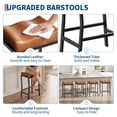 thumbnail image 5 of Set of 4 Modern 26 Inch Counter Height Saddle Bar Chairs – Thick Padded Faux Leather Seat – Sturdy Black Steel Frame with Footrest – Ideal for Kitchen Island or Dining Room, Brown, 5 of 7