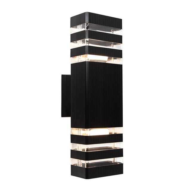 Aplique de pared exterior LámparaYa IP44 acabado negro 2 luces E27 10W