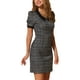 thumbnail image 4 of VESTIDOS INSPIRADORES CHIC CON CUELLO PETER PAN PARA MUJERES, VESTIDO CORTO DE TWEED A CUADROS CON MANGAS PUFF EN NEGRO, 4 of 6