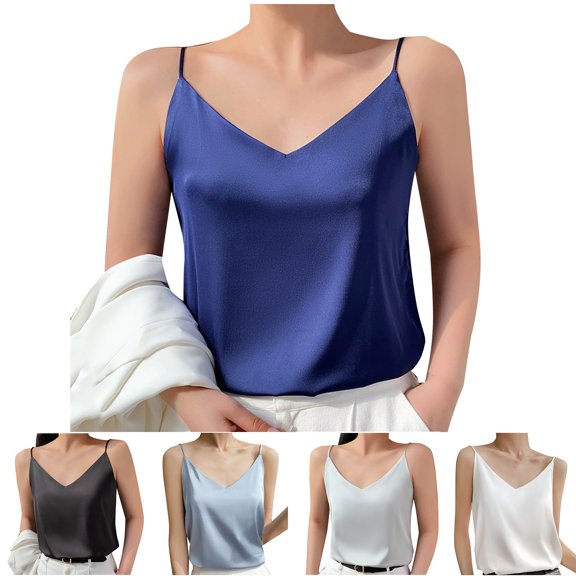 Admvng Women's Tank Top Summer Casual Solid V-neck Sleeveless Camisole