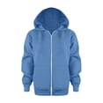 thumbnail image 1 of RTKFRFLM Kids Basic Zip-up Hoodie Solid Color Long Sleeve Hooded Sweatshirt Blue 9-10 Years, 1 of 5