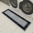 thumbnail image 5 of Ottomanson Border Bathroom Runner Rug 20" x 59" - Non Slip Low Pile Carpet, Gray/Navy, 5 of 13