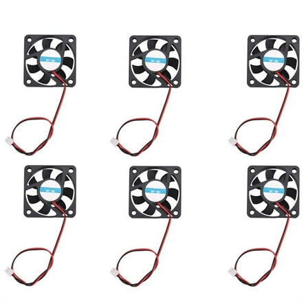 6pcs 50mm x 50mm x 10mm 5010 DC 12V 0.1A 2Pin Brushless Cooling Fan,6x Computer Case/CPU Cooling Fan,Black