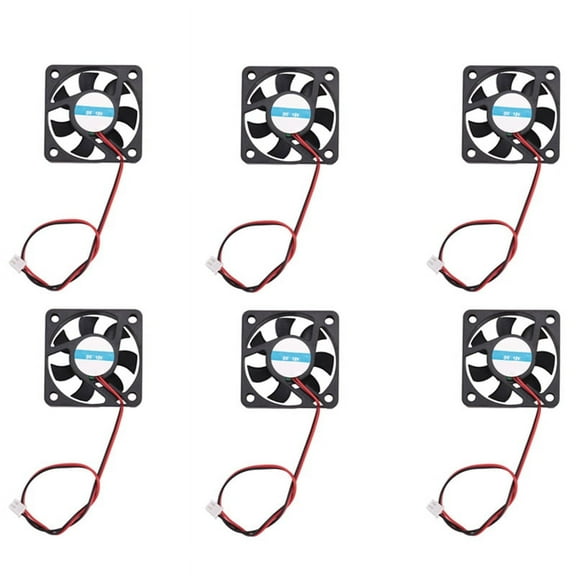 6pcs 50mm x 50mm x 10mm 5010 DC 12V 0.1A 2Pin Brushless Cooling Fan,6x Computer Case/CPU Cooling Fan,Black
