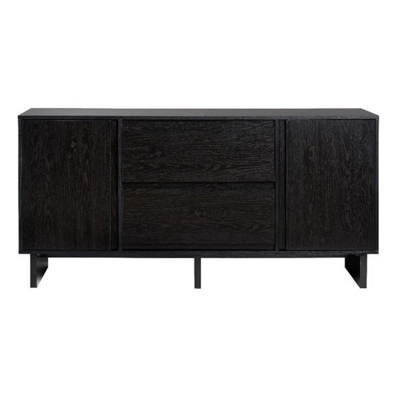 Pemberley Row MDF Black Sideboard Rectangular Adjustable Shelves 63" Unassembled