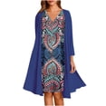 thumbnail image 3 of JURANMO Women's Formal Dresses Trendy Flowy Summer Two Piece Mini Dress with Cardigan Vintage Print Wedding Guest Outfits Blue L Spring Savings, 3 of 7