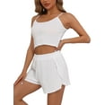 thumbnail image 4 of Pijamas de mujer INSPIRE CHIC, ropa de estar en casa, blusa de cuello redondo y tirantes finos, conjunto de pantalones cortos XL, blanco, 4 of 6