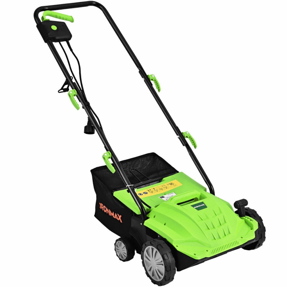 Spaco 13 Inch 12 Amp Electric Scarifier with Collection Bag and Removable Blades, Outdoor Tools for Garden, Backyard, Garden Care Tools for Lawn-Green