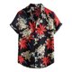 thumbnail image 1 of Camisas Para Hombre Manga Larga Camisas de manga corta de un solo pecho informales con cuello vuelto estampado de verano para hombre (Black, L), 1 of 7