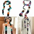 thumbnail image 2 of Fashionable Knit Narrow Scarf Colorful Striped Long Skinny Scarves for Women, 2 of 20