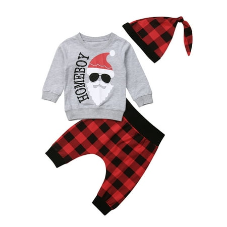

Bebiullo Christmas Newborn Baby Boy T shirt Tops+Harem Pants 3pcs Outfits Set Clothes