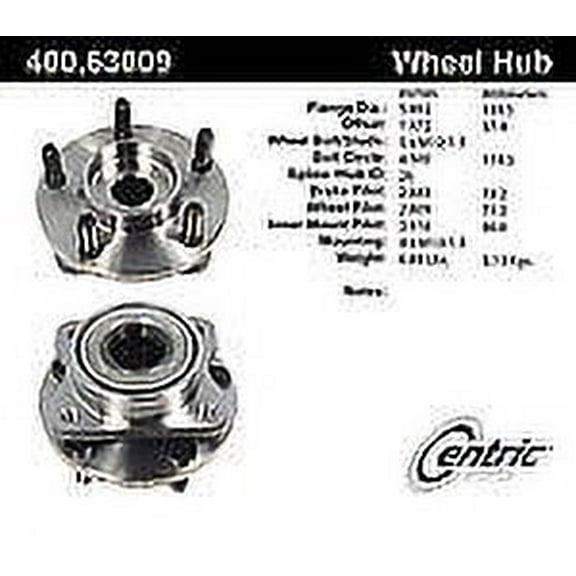 CENTRIC PARTS - HUB Fits select: 1996-2007 DODGE GRAND CARAVAN, 1996-2007 CHRYSLER TOWN & COUNTRY