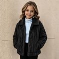 thumbnail image 5 of Cethrio Girls Fleece Jacket, Long Sleeve Warm Collared Button Front Winter Outerwear Size 13-14 Years Black, 5 of 6
