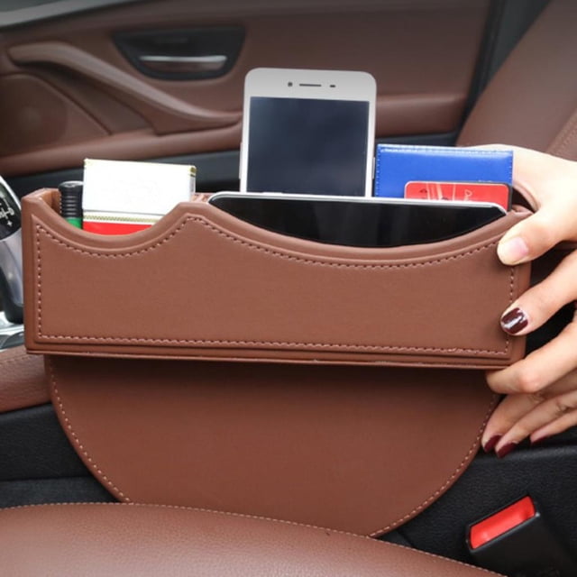 Relleno del espacio del asiento del coche Macarena almacenamiento consola de cuero PU multifuncional Marrón rojizo