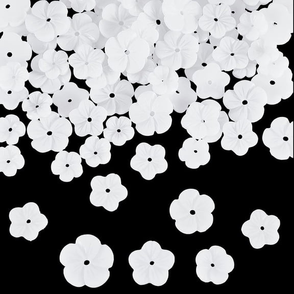 150 pcs Opaque Resin Flower Beads 3 styles White Flower Resin Bead Caps 5-Petal Floral End Caps for DIY Necklace Earrings Jewelry Making