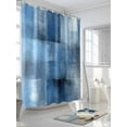 thumbnail image 3 of Blue Shower Curtain Set, Waterproof Shower Curtains for Bathroom, Ombre Oil Painted Retro Abstract Art Modern Washable Fabric Cloth Bath Curtain for Bathtub Decoration with Hooks 72x78 Inches, 3 of 6
