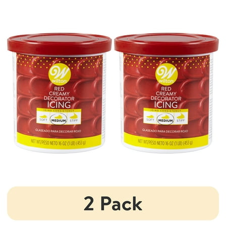 (2 pack) Wilton Red Buttercream Frosting, 1 Lb. Tub, Gluten-Free Ready-to-Use Medium Consistency