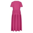thumbnail image 6 of Cmfcve Summer Women's Casual Maxi Dress Short Sleeve Crewneck Dress ,Flowy Tiered Long Dresses, 6 of 6
