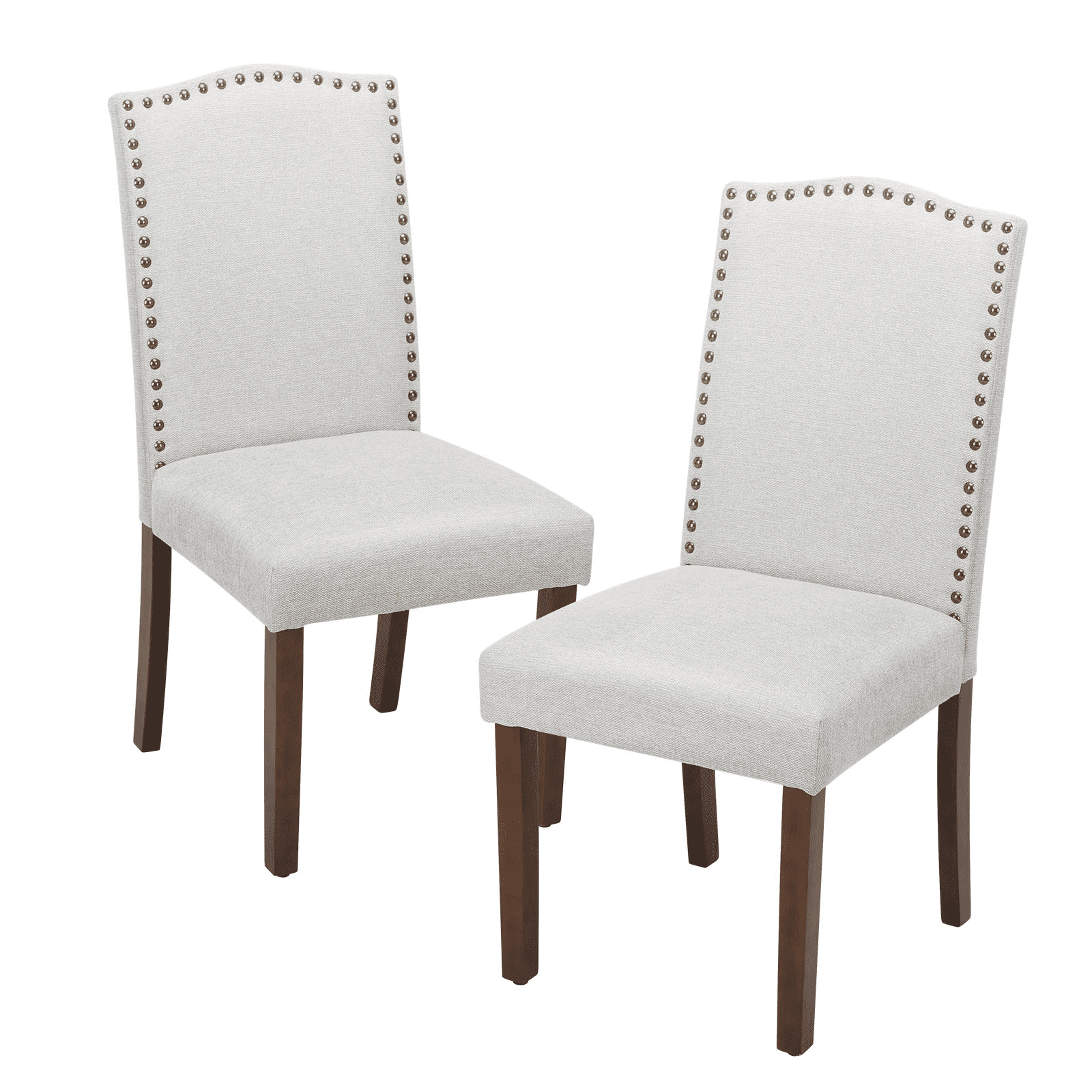 MAYEERTY Modern Armless Dining Chairs With Upholstered Fabric,Nailhead Trim And Wood Legs