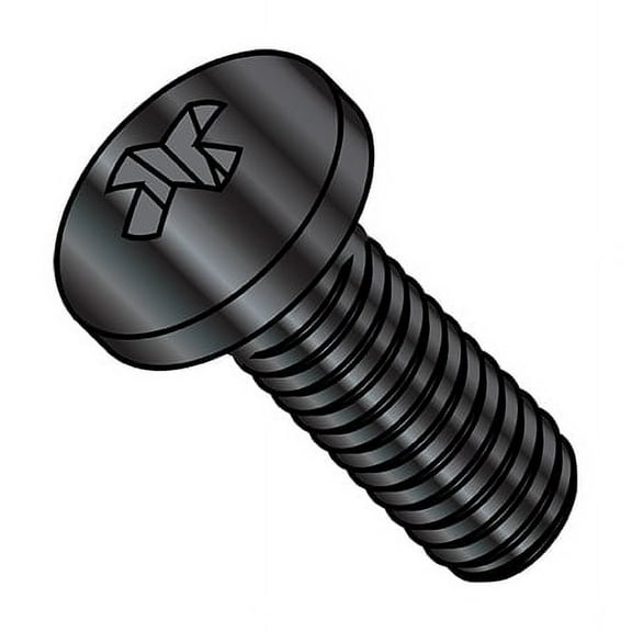 5/16"-18 x 1-1/2 in Phillips Pan Machine Screw, Zinc Black Steel, 1000 PK